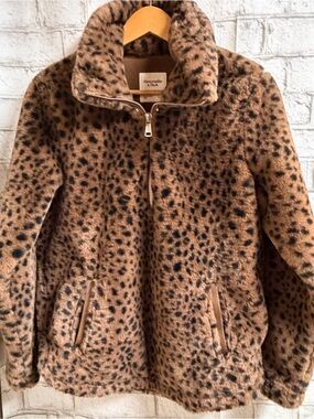 Abercrombie & Fitch Women's Faux Fur Leopard Jacket - Brown/Black
